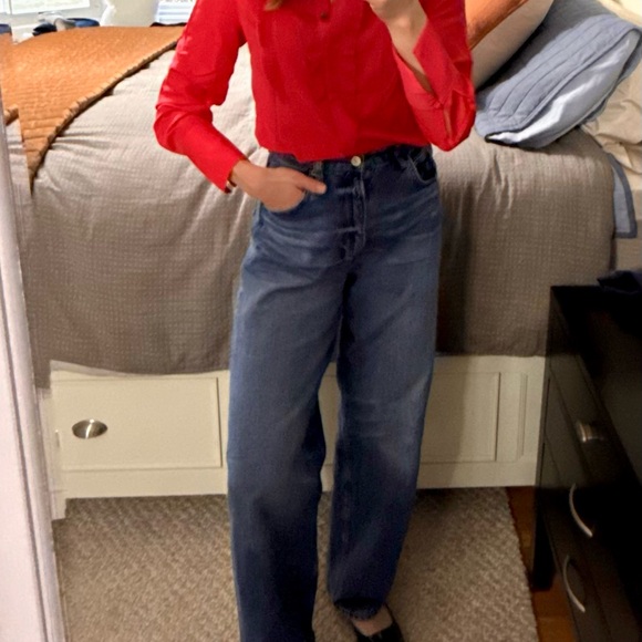 Reformation Women's Noe High Rise Barrel Jeans in Blue - Picture 7 of 7